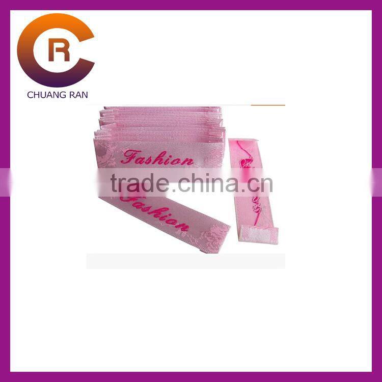 White ribbons gold logo printed custom made cheap clothing brand labels