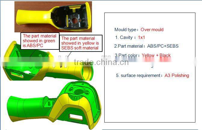 plastic injection over molded and Plastic Overmolding Part