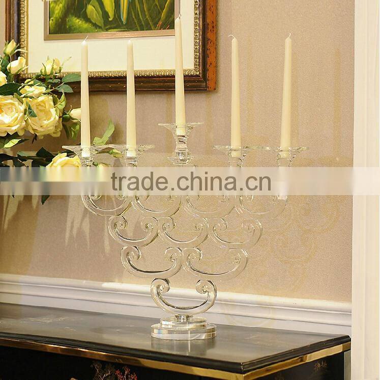Clear crystal glass long stem candle holder for wedding centerpieces decoration