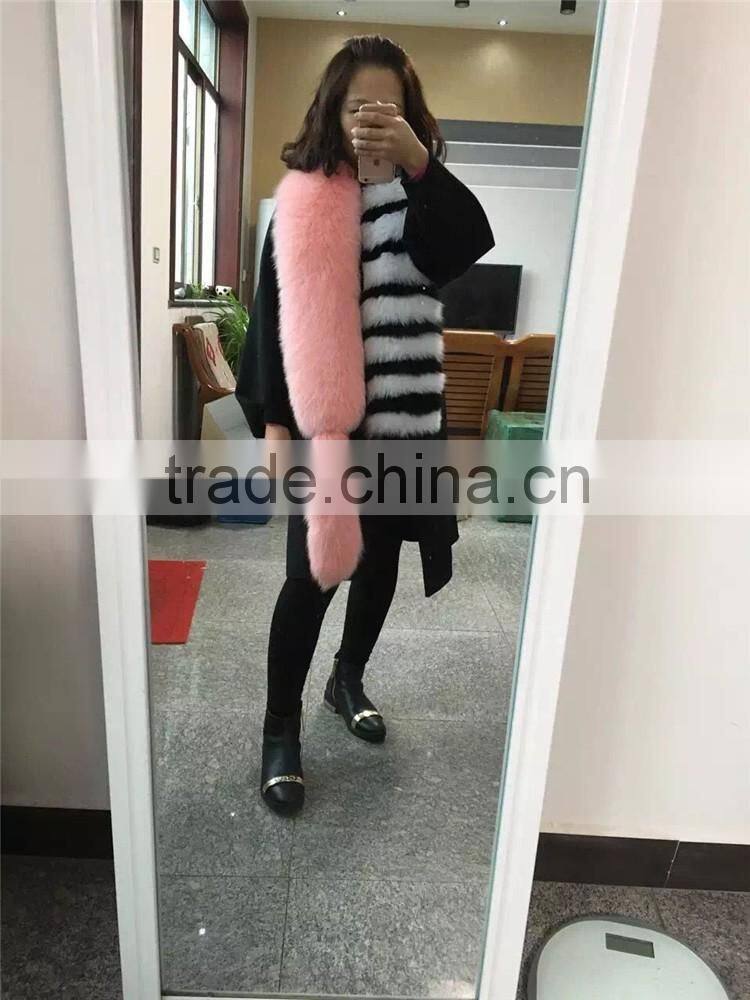 Personality Design Patchwork Real Fox Fur Shawl Scarf Women Winter