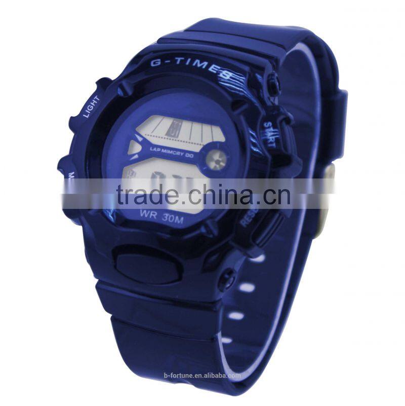 LP1339_BL Rubber Blue color Chrono Day Tech light pusher Multifunction Digital stop watch