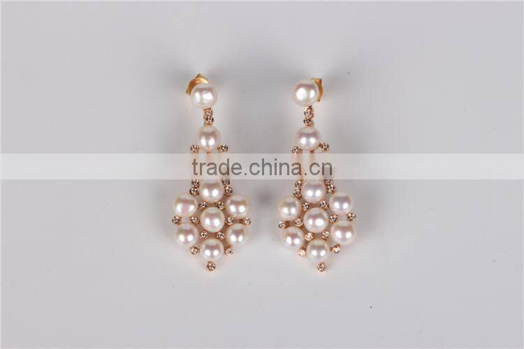 fashion pearl earring in ear chain designs silver jewelry sets
