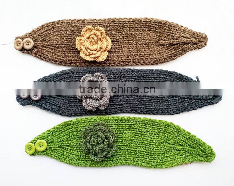 Beautiful Flower Crochet Fashion Lady Knitted Headband Headwear