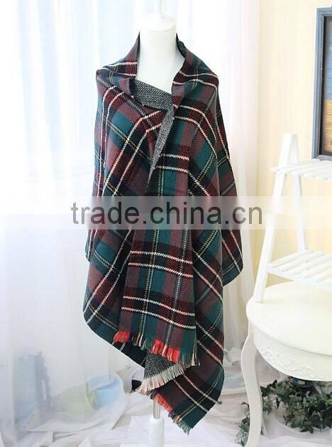 Wholesale Winter Fashion Wool Plaid Checked Ladies Pashmina Scarf