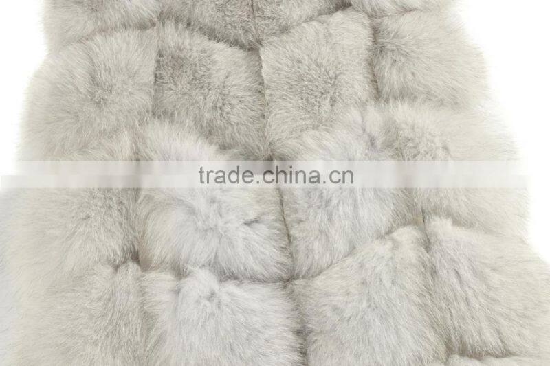 2015 Winter Latest design Long Style Nature Fox Fur Vest With trimming