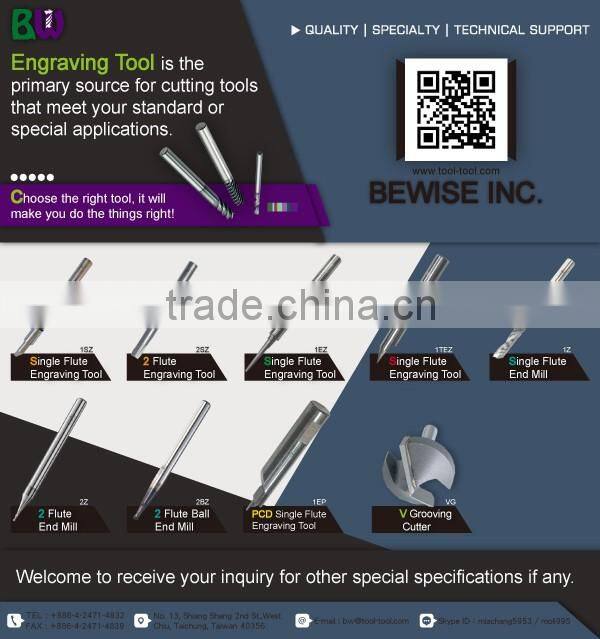 Tungsten Carbide Single Flute Engraving Tool For Engraving