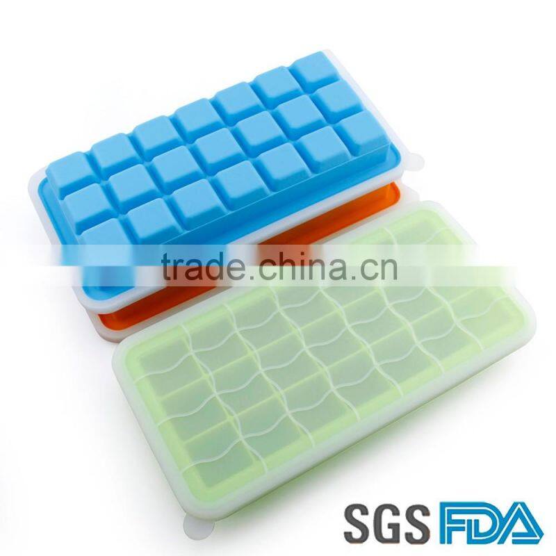 FDA&SGS Safe Food Grade High Quality Silicone Ice Tray With Lid