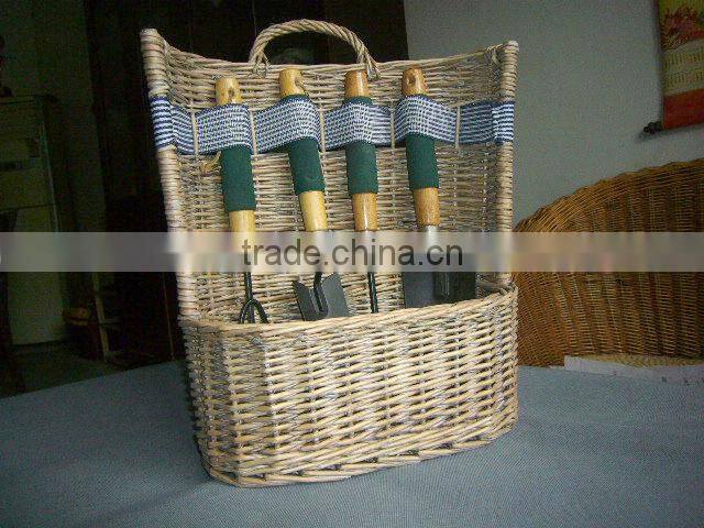 2013 new style green wicker garden tools basket for sale