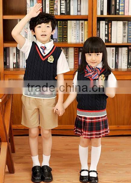 lovely Japen style elegant vest sweater school uniform students clothing set V neck children clothing for 100-180cm kids wear