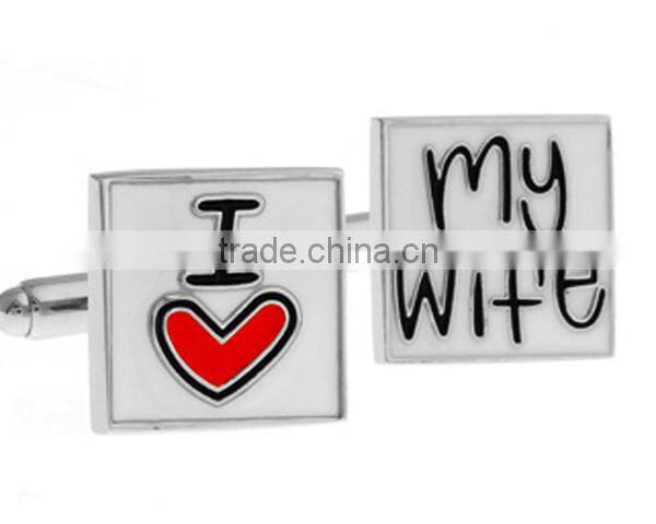 Wedding Gifts For Guests Engraved I Love My Wife Enamel Souvenir Metal Wedding Cuff Links