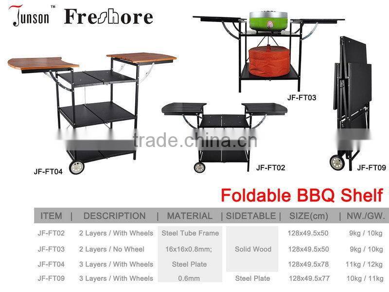 Outdoor foldable camping trolley for bbq
