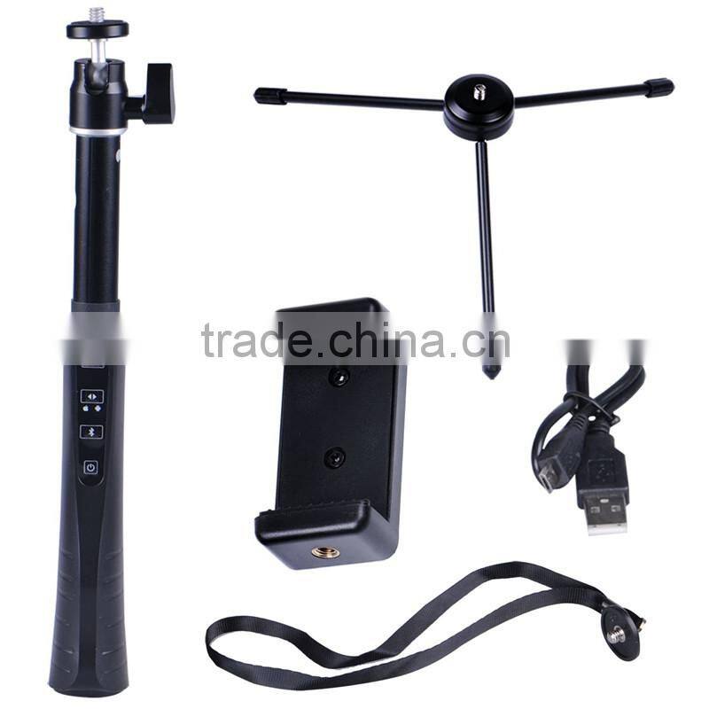 bluetooth selfie pole with bluetooth remote shutter built-in for smartphones