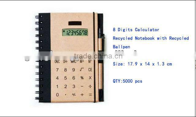 Multifunctional notebook calculator with pen