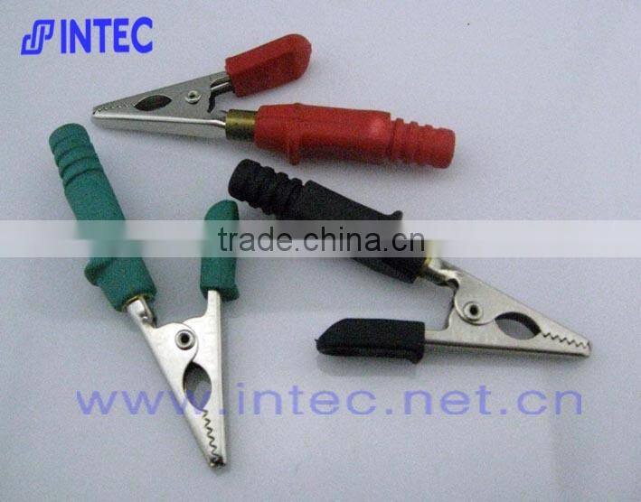 Jumper Wires Alligator Crocodile Roach Test Clip Plastic Handles Crocodile clips 55mm green color I00154