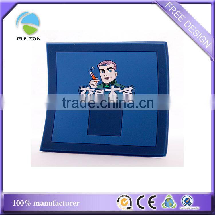 buy soft PVC hot embossed square pink one color cup mat coaster