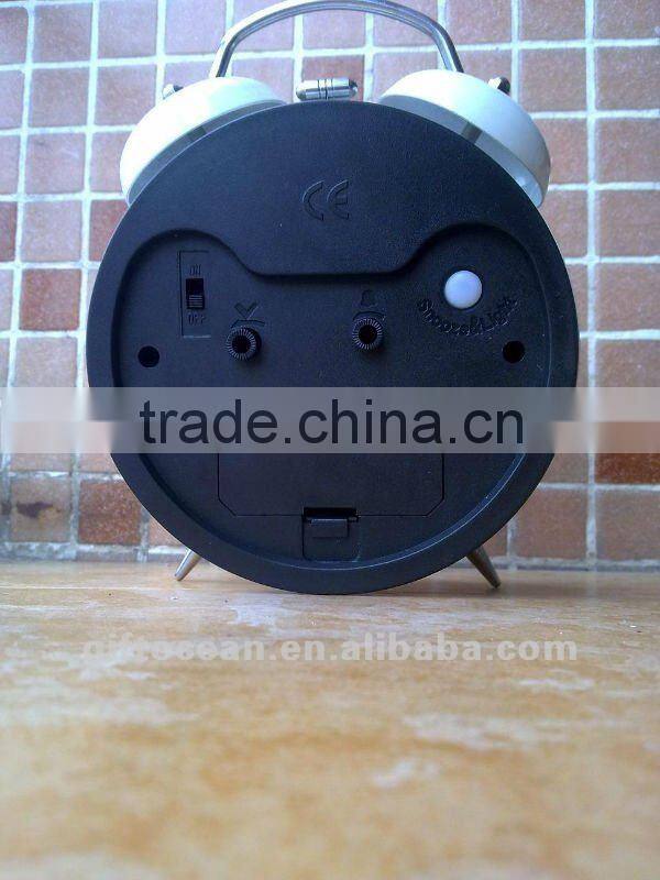 4.5" twin bell alarm clock, quartz analog table alarm clock, belling desk clock,