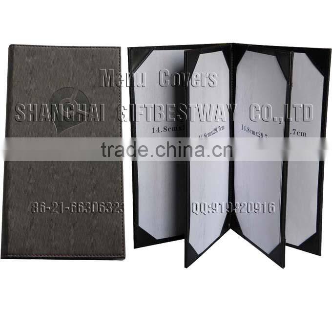 4 folder PU leather menu cover leather menu holder