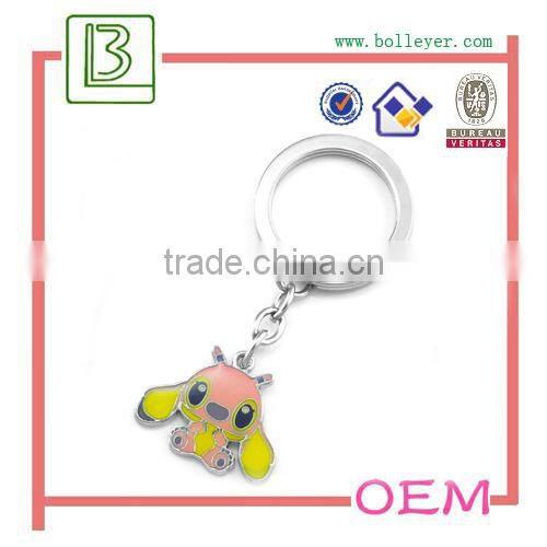 custom metal alloy silver tone enamel cartoon figure keychain
