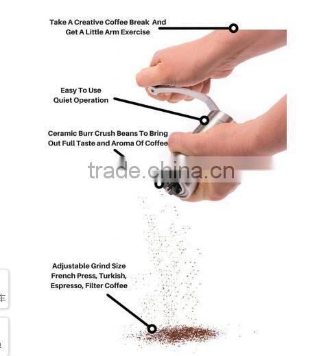 2016 hot sell Stainless steel coffee bean grinder coffee grinder manual coffee grinder for sale