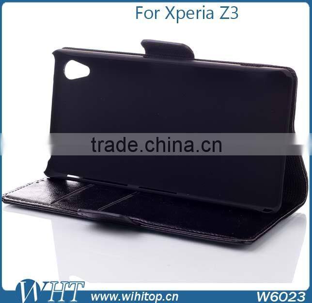 Pu Leather Card Holder Wallet Flip Side Open Case Cover For Sony Xperia Z3 L55T L55U D6653