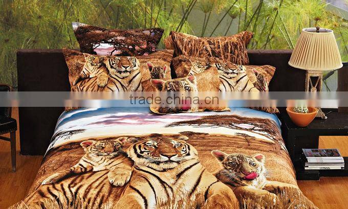 100% cotton 3D tiger print duvet cover