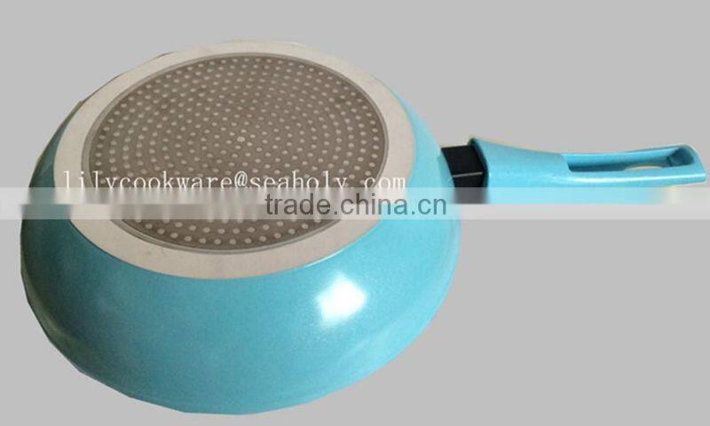 ITALY aluminum ceramic deep frying pan with induction bottom/detachable handle