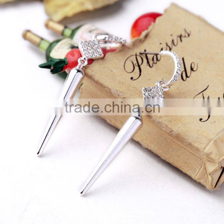 Silver and golden Pin Pave Rivet Spike Ponited Earring earring