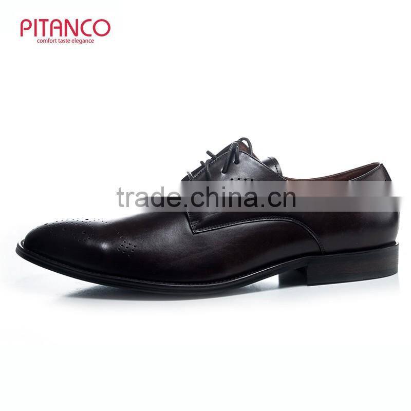 Brand men italian style genuine leather lace-up dress shoes