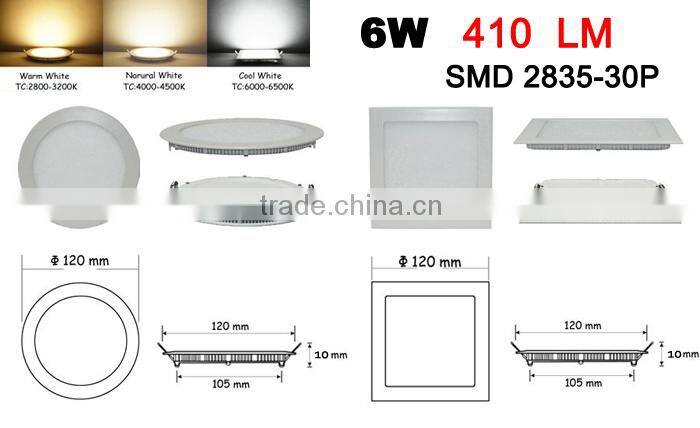 6W Dimmable 6W Flat Square LED Panel Light 30Pcs LEDs Dimmable 6W Flush Mounted Panel Light