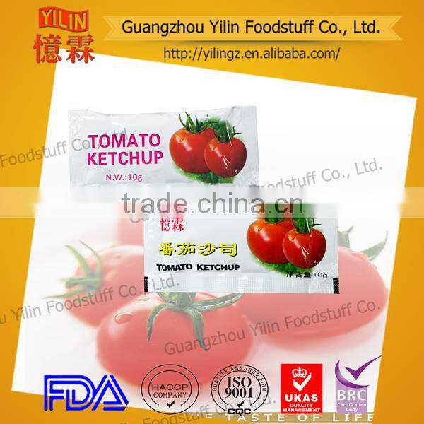 Competitive price 10g organic natural tomato ketchup sachet