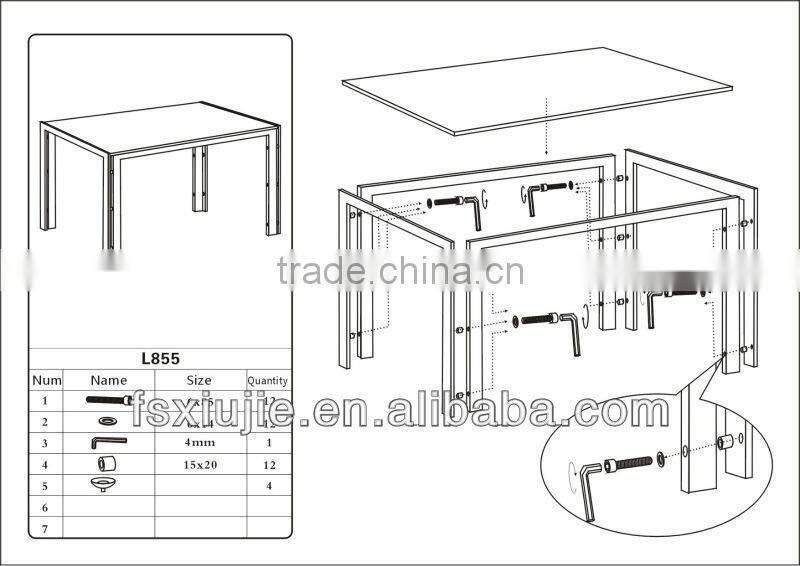 Modern Cheap Square Glass Dining Table and 6 Chairs L855