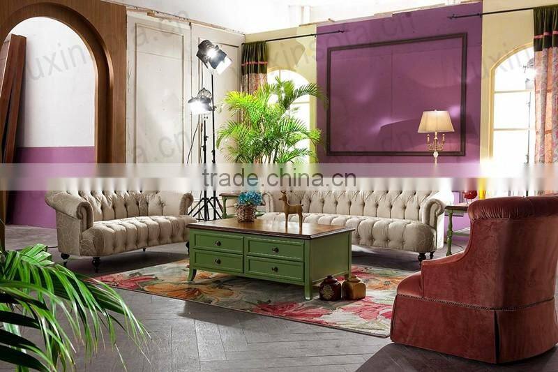 European New Antique Home Furniture Fabric Sofa, Chestfield Sofa Style for Livingroom Furniture from Foshan