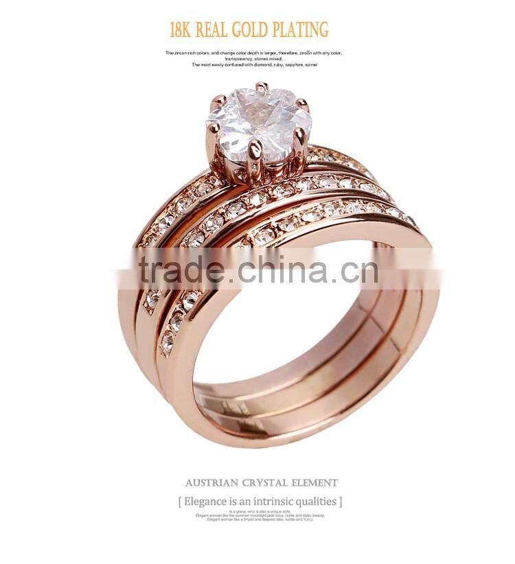 3pcs/Set 18kgp Jewelry Gold Rings Price With Stones