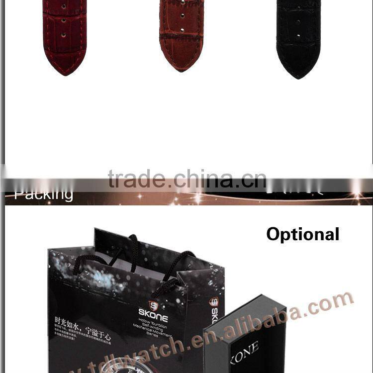 Genuine Leather Mechanical Stylish Men Skeleton Watch