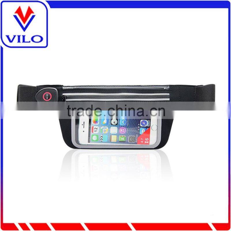LED USB charging runner waist pack waist bag for iphone 6 plus
