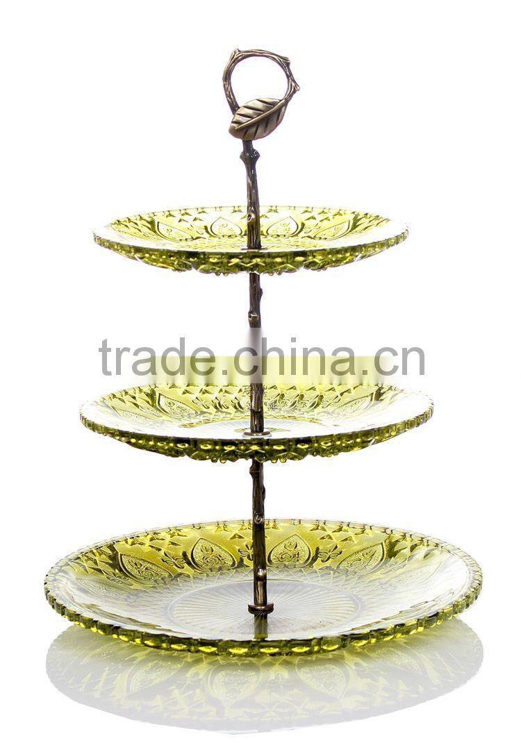 3 Tier Heart Shape Fancy Wedding Glass Snacks food Serving Trays Cake Stand in Dishes & Plates