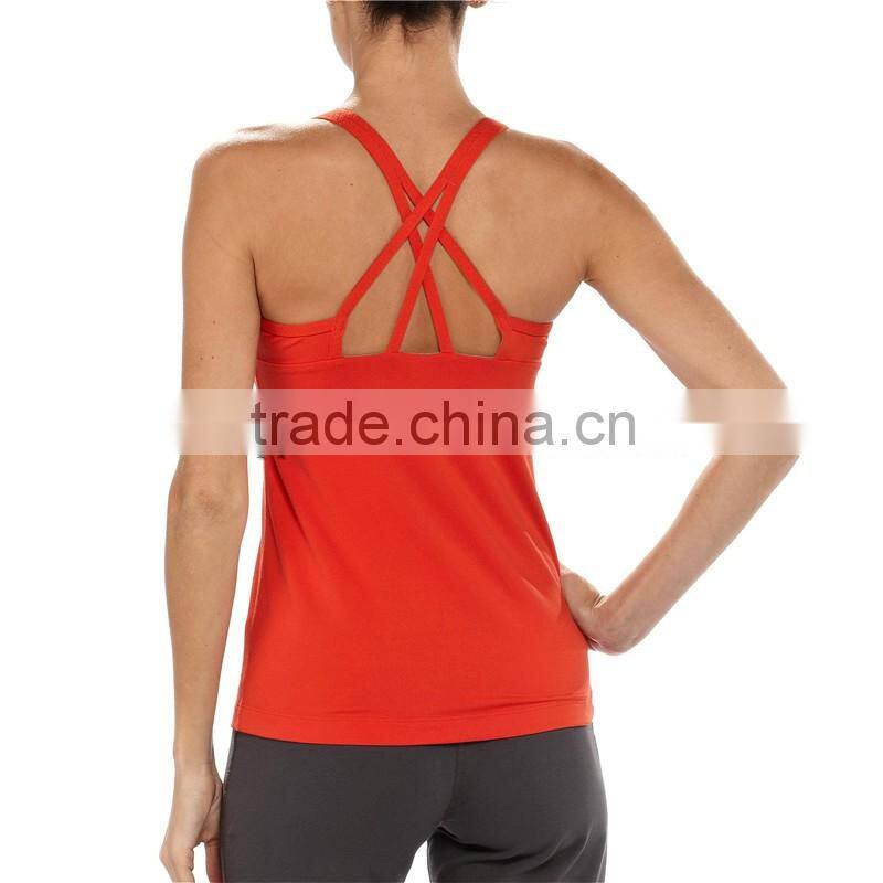 OEM Wholesale Womens Nylon/Spandex Yoga Tank With A Super Supportive Built-in Bra