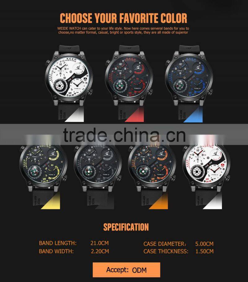 WEIDE watch men 2016 new arrival quartz watch mens leather watch strap analog with flash display watch