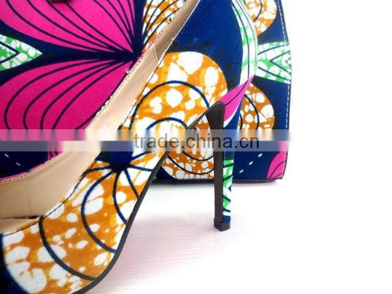 2016 Wholesale Ankara Wax High heel Shoes/african Wax Shoes And Bags