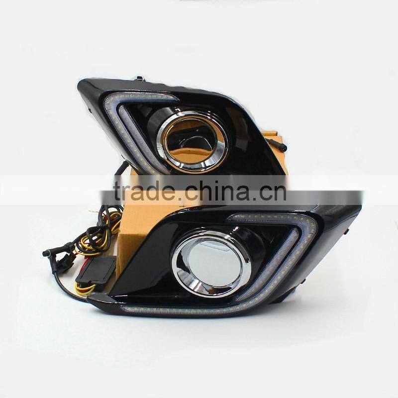 Car Accessories light guide technology white yellow turning light Led Daytime Running Light For Mazda 3 Axela DRL Cover Fog Lamp
