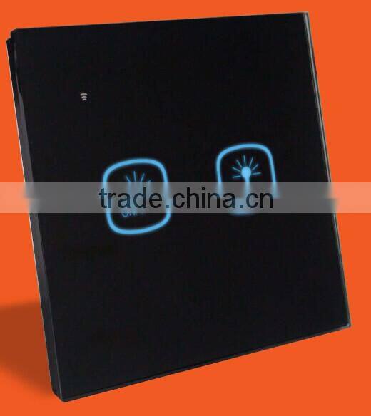Beautiful LED panel Touch Switch wall switch 2gangs tempered glass