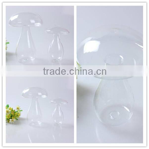 china manufacturer promotional decorative unique mushroon shape tree hanging hand blown glass home decoration