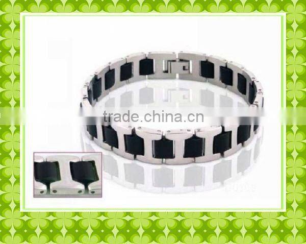Black Silicone Stainless steel Bracelet #17000