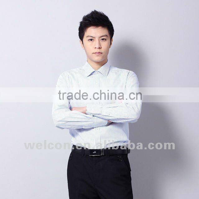 classic long sleeve 2012 latest brand design blue stripe slim fit 100% cotton business formal dress shirts for men