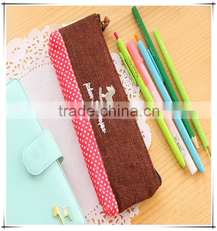 Assorted Color Cute Handmade Cotton Pencil Case For Girls