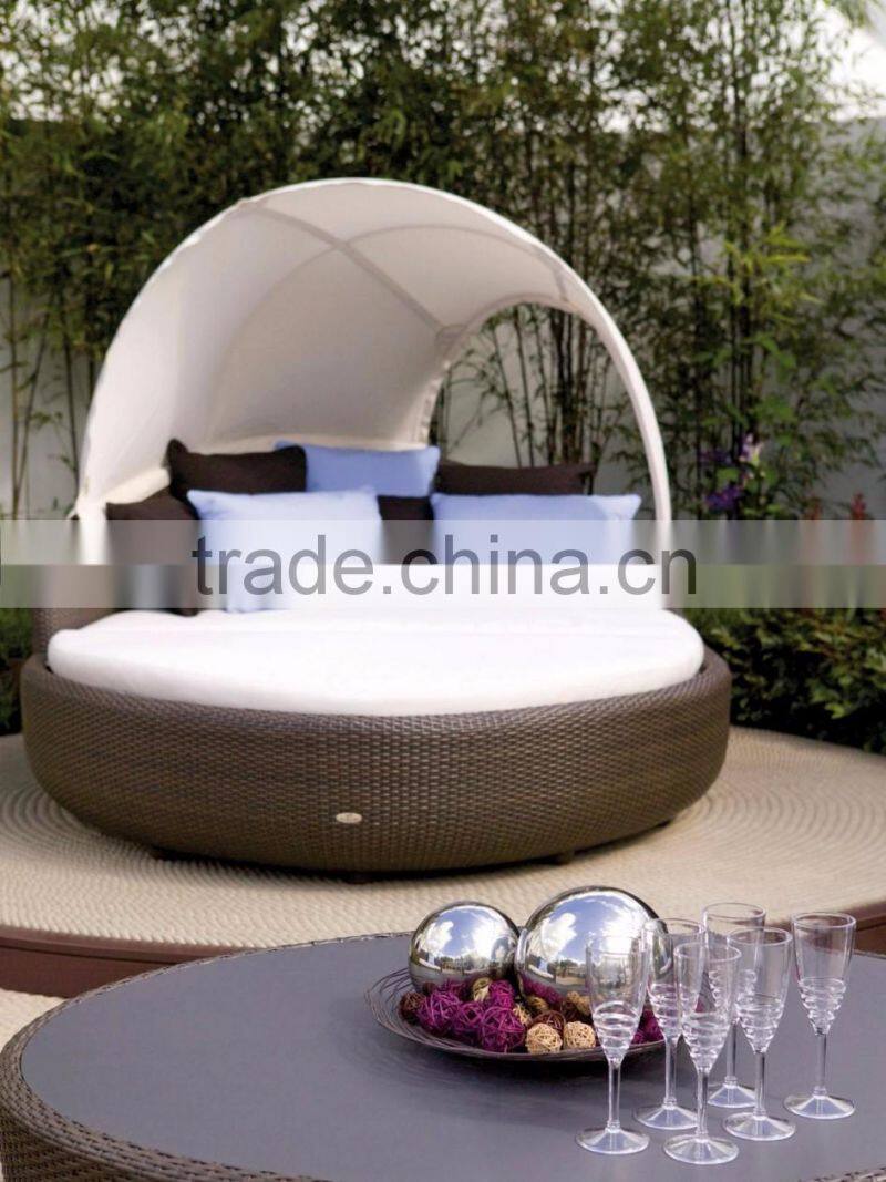 All weather patio living rattan round sun lounger furniture