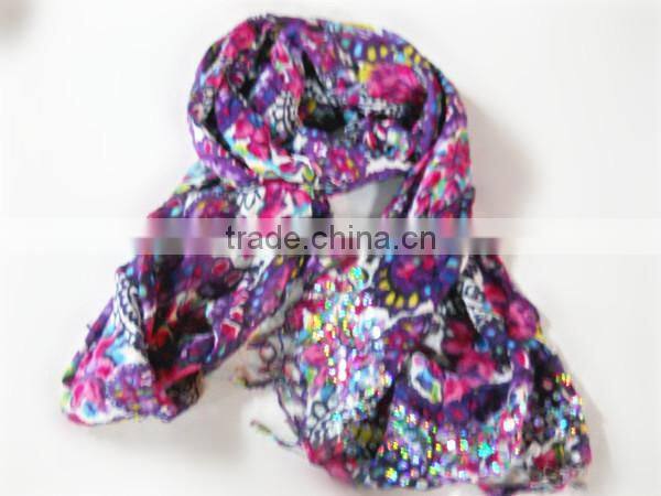 sequin assorted color scarf with tassel