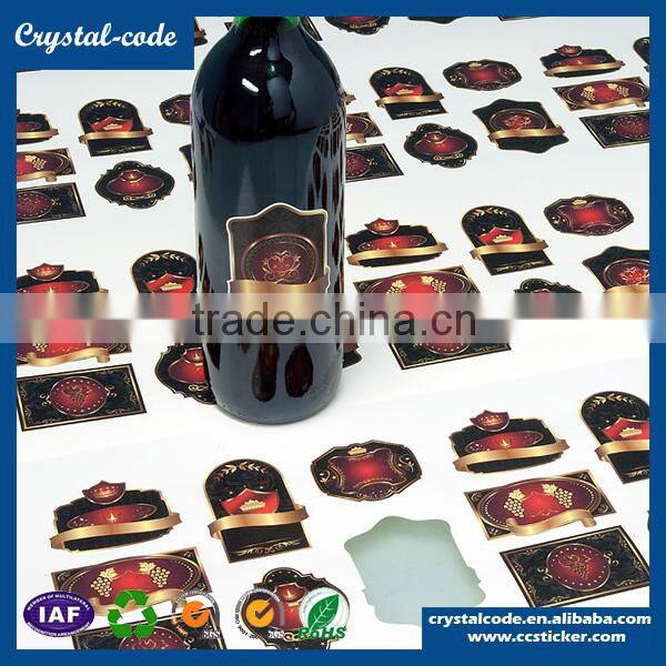 Red roll custom printing waterproof wine label sticker