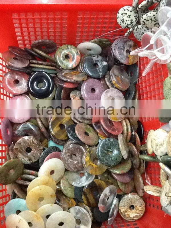 40mm round natural necklace jewelry pendant black agate donut pendant