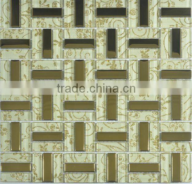 thickness 4mm mixed color glass mosaic for bathroom wall use